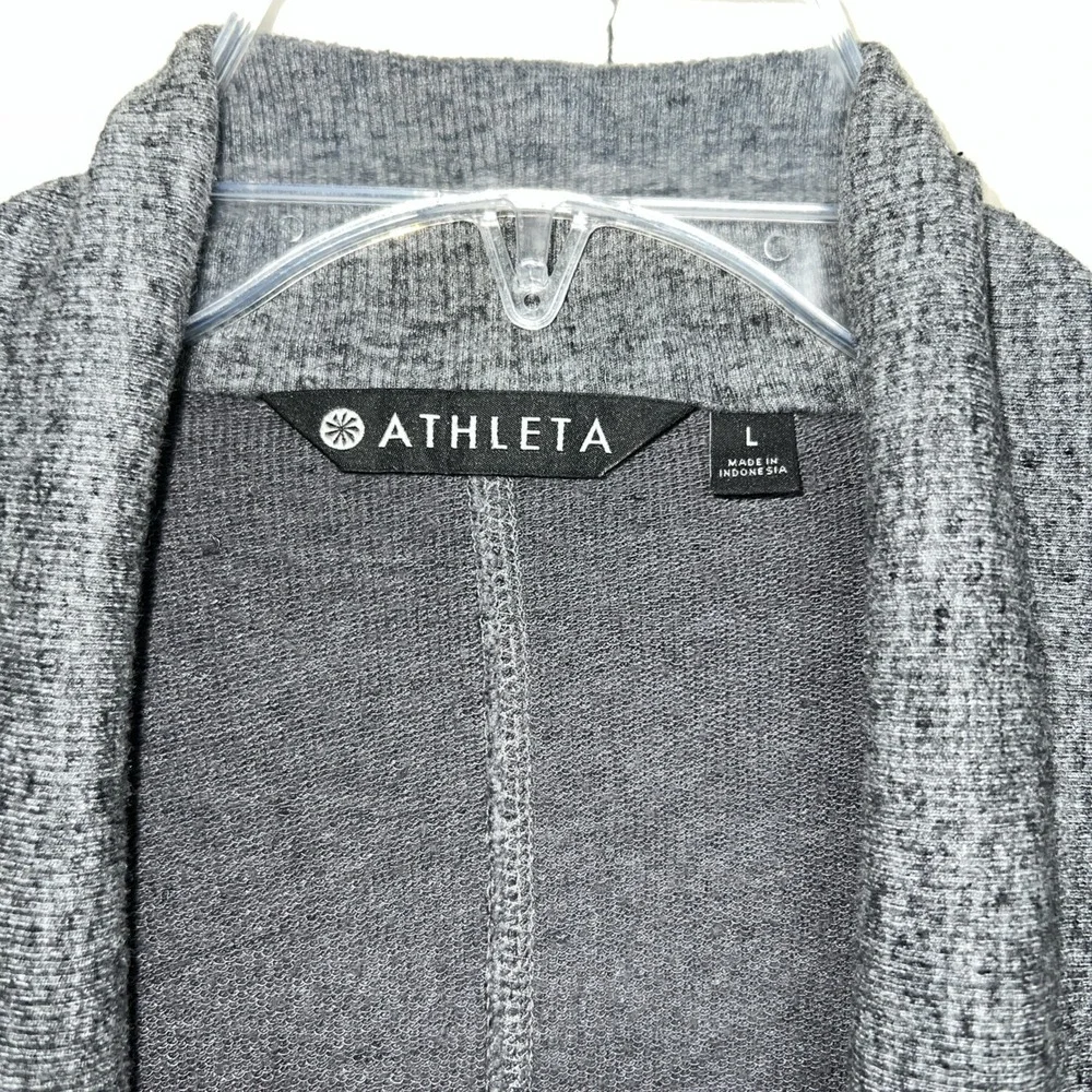 Athleta Women's Cardigan Sweater Size Large Gray Charcoal Heather Open Front C12
